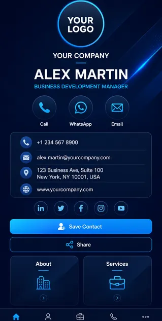 Executive Navy digital business card template